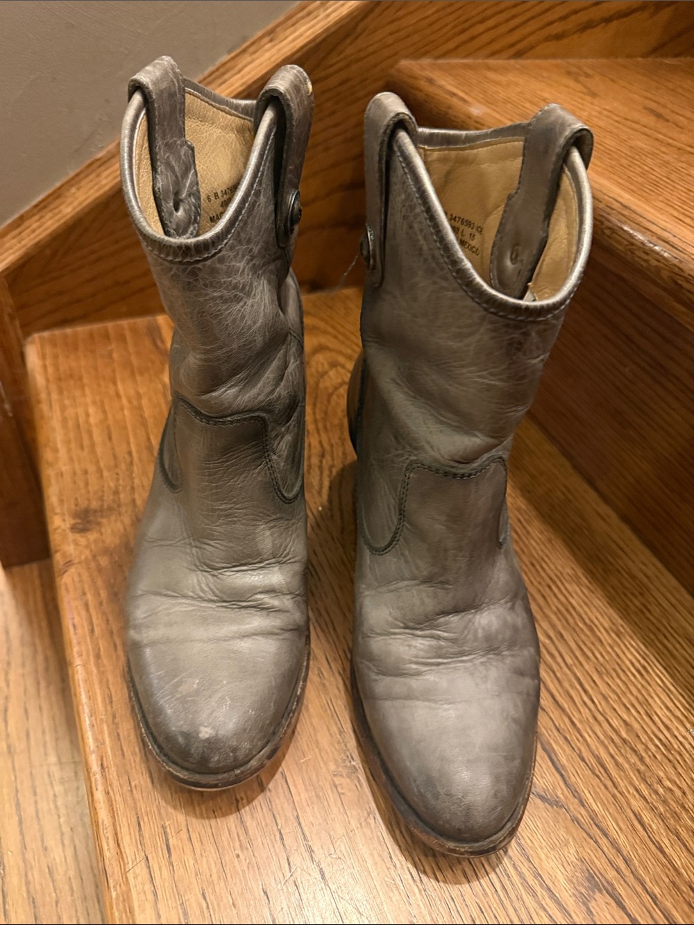 Frye Gray Leather Women's Pull-On Moto Boots